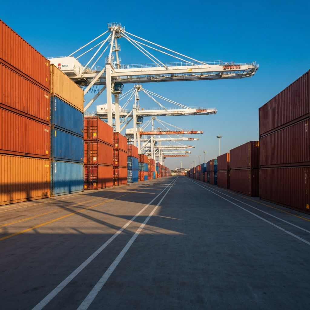 Porto com containers de carga